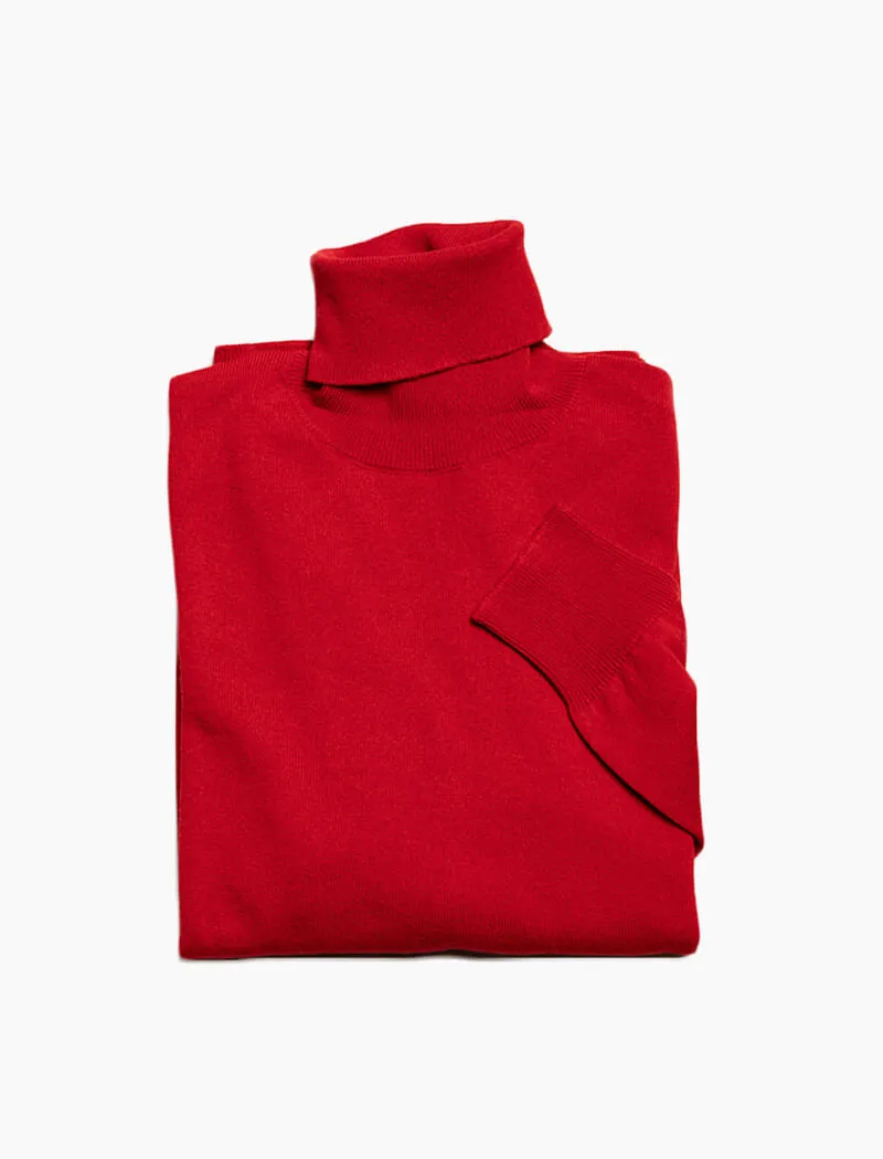 Red Roll Neck Cashmere Jumper