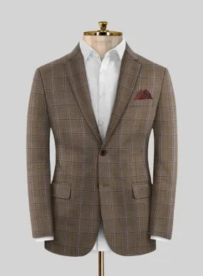 Reda Otter Brown Checks Wool Jacket