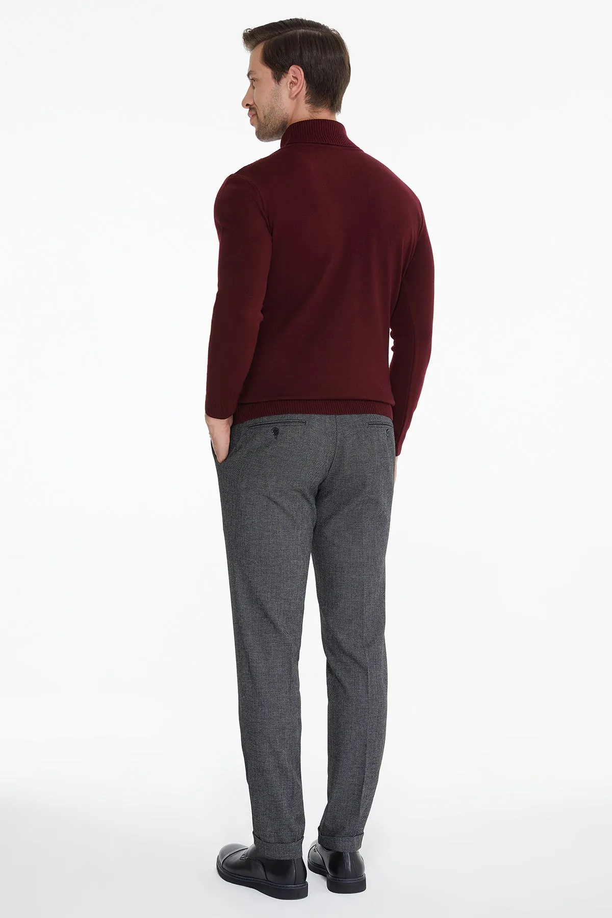 Regular Fit Light Burgundy Turtleneck Sweater