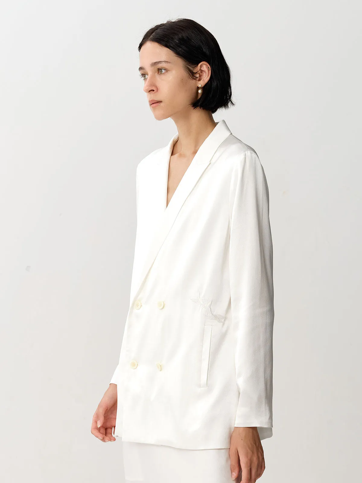 SILKINC Gentle Collared Silk Suit Jacket