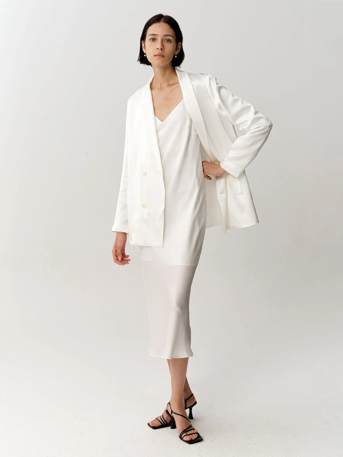 SILKINC Gentle Collared Silk Suit Jacket