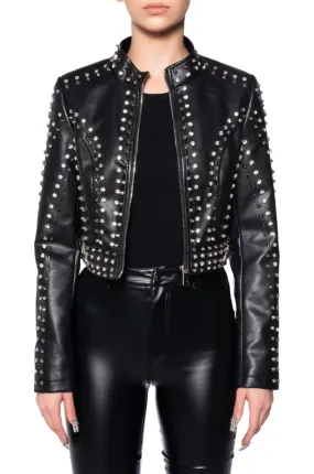 SILVIA-NEW-BLK CRYSTAL MOTO JACKET