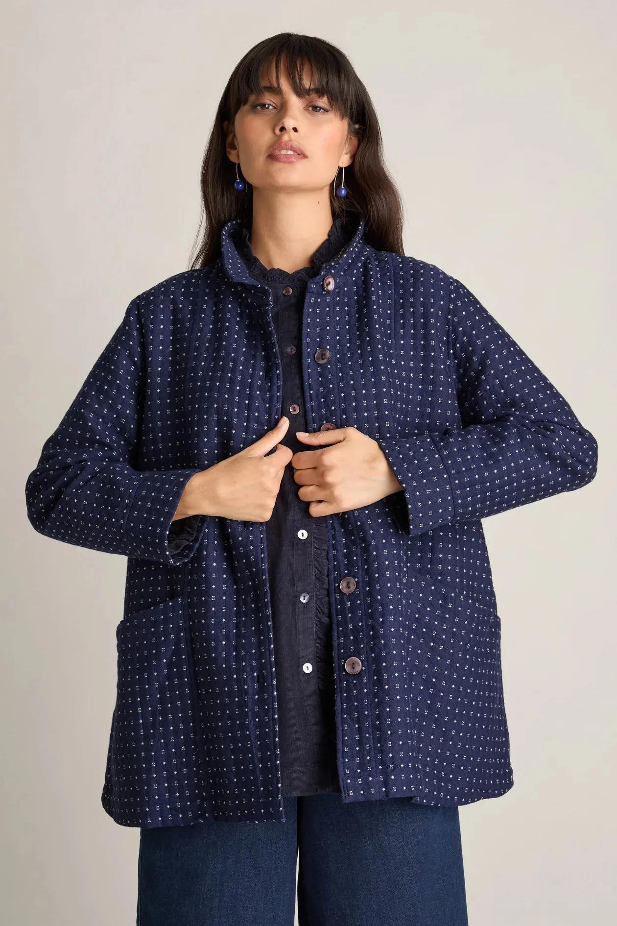 Stitch Wool Jacket - Indigo