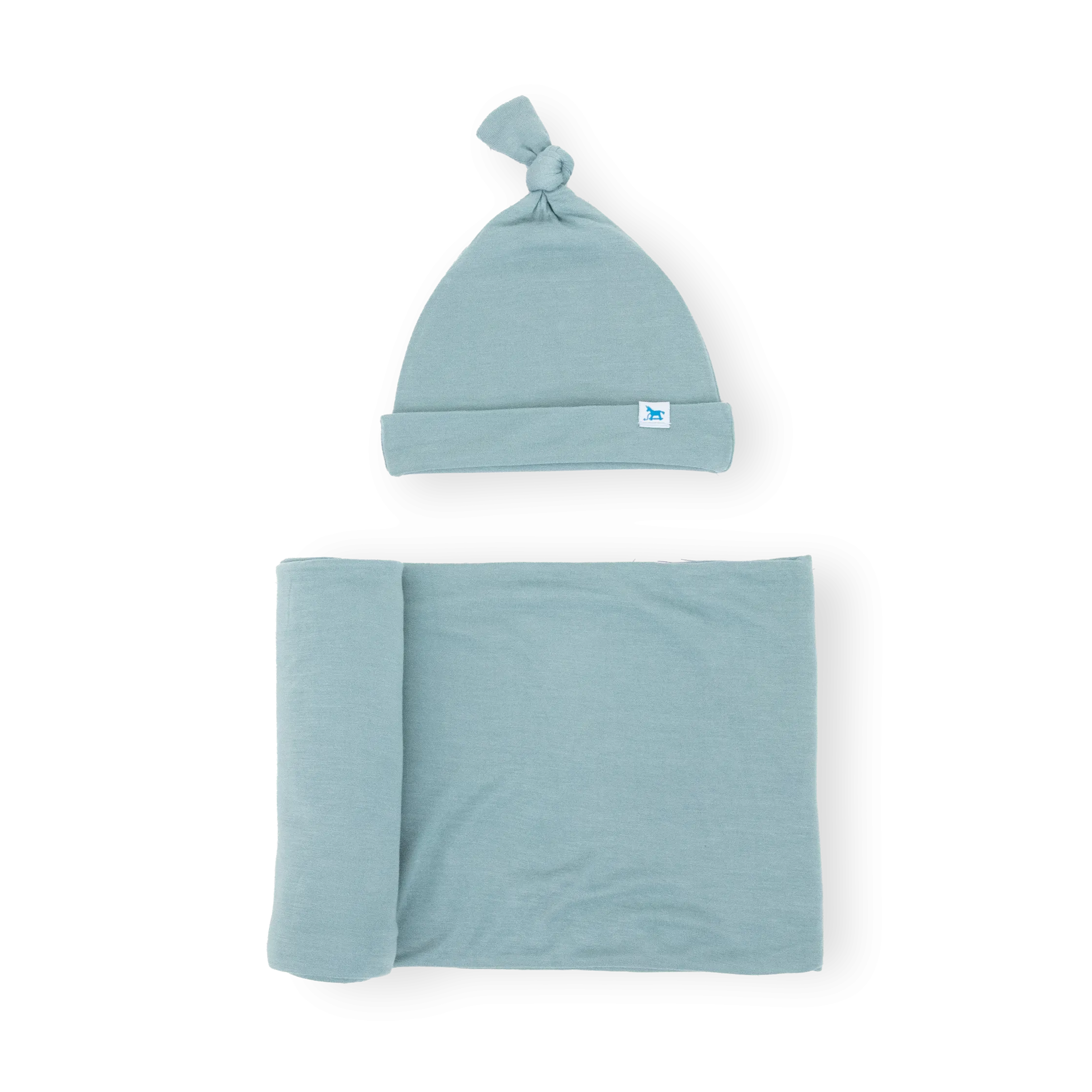 Stretch Knit Swaddle and Hat Set - Harbor