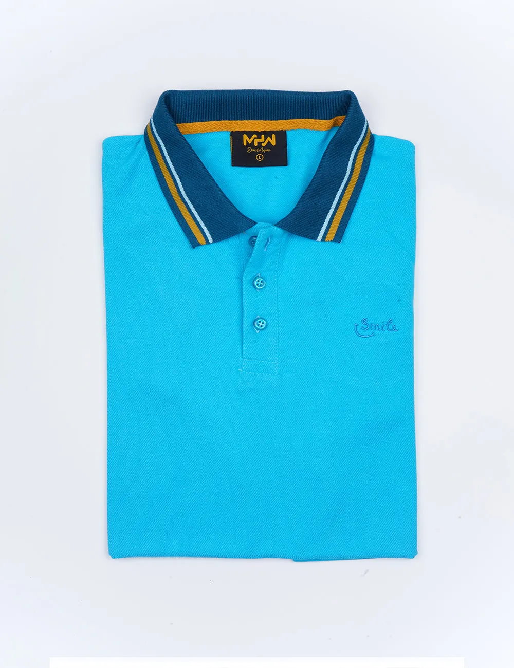 Turquoise Contrast Collar Women Polo Shirt