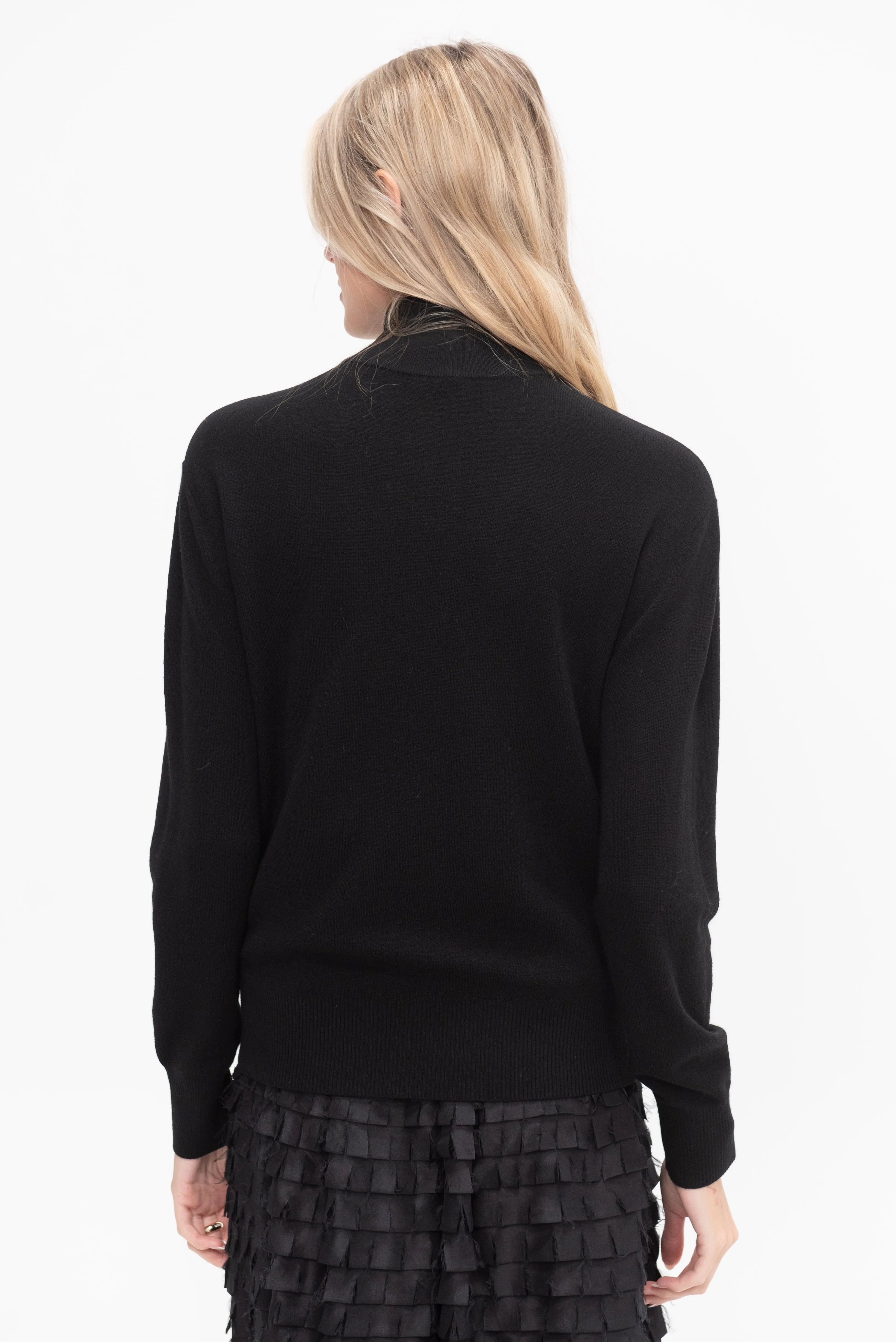 Turtleneck Cardigan, Black