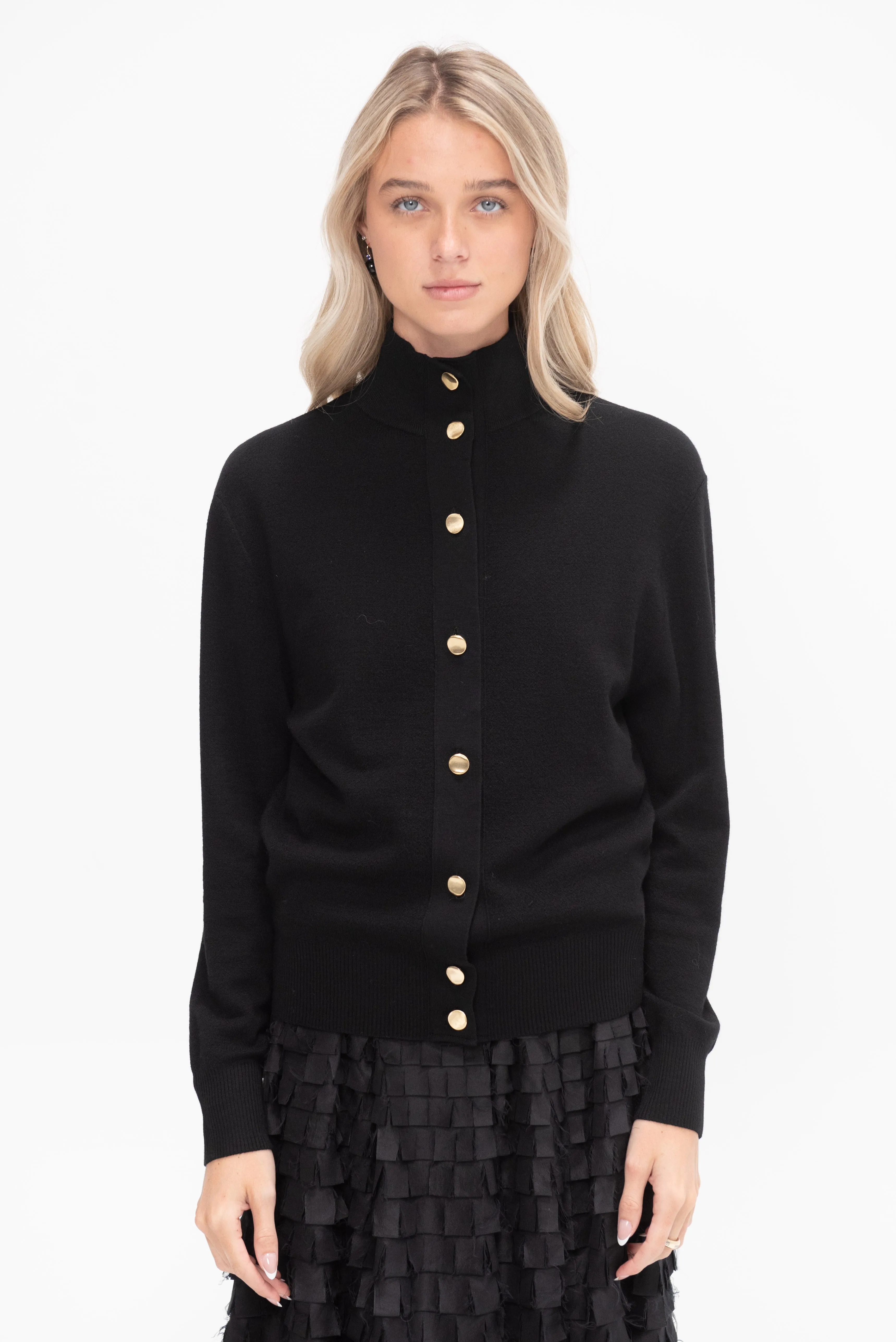 Turtleneck Cardigan, Black