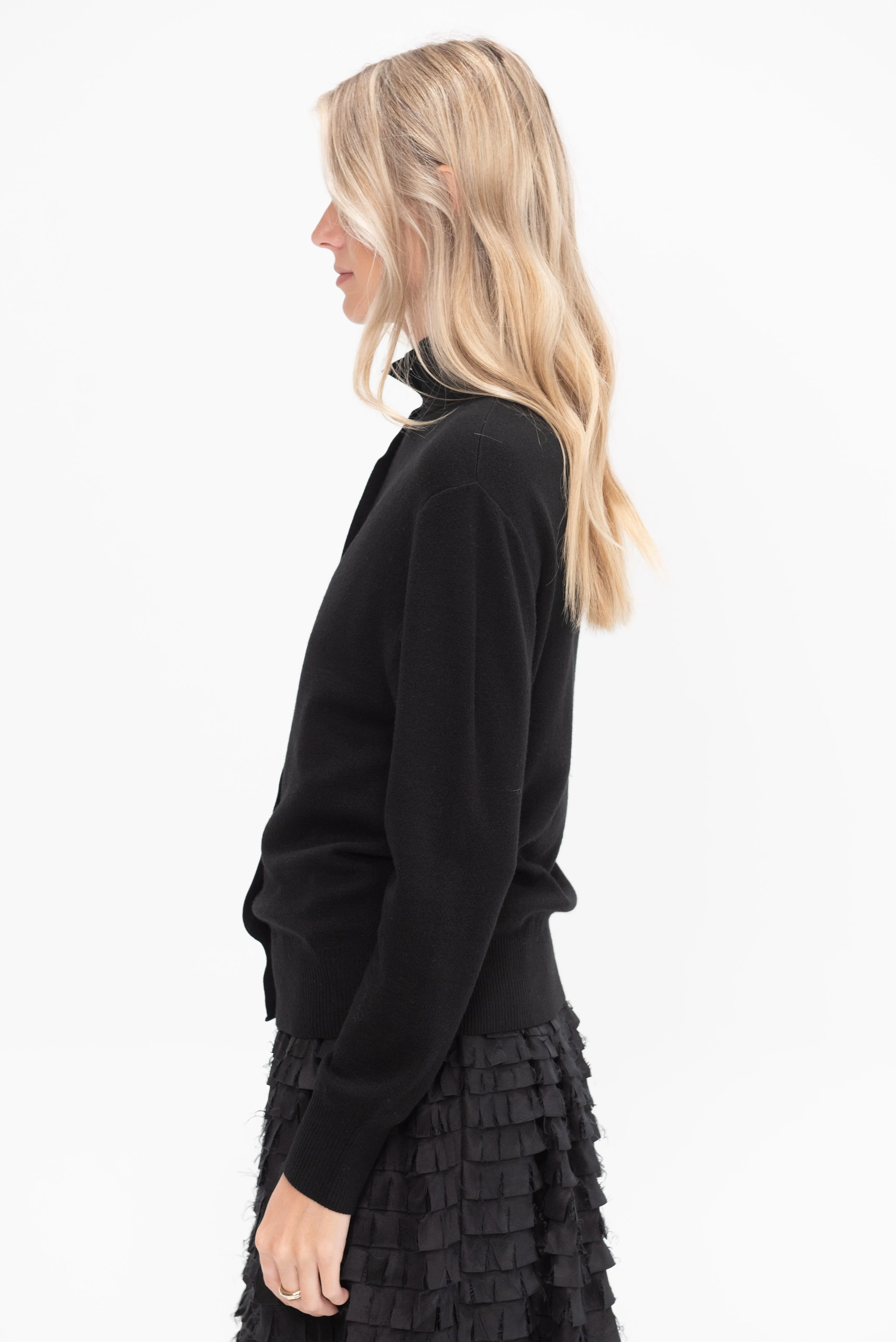 Turtleneck Cardigan, Black