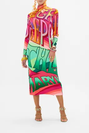 TURTLENECK JERSEY DRESS PURE PRISM