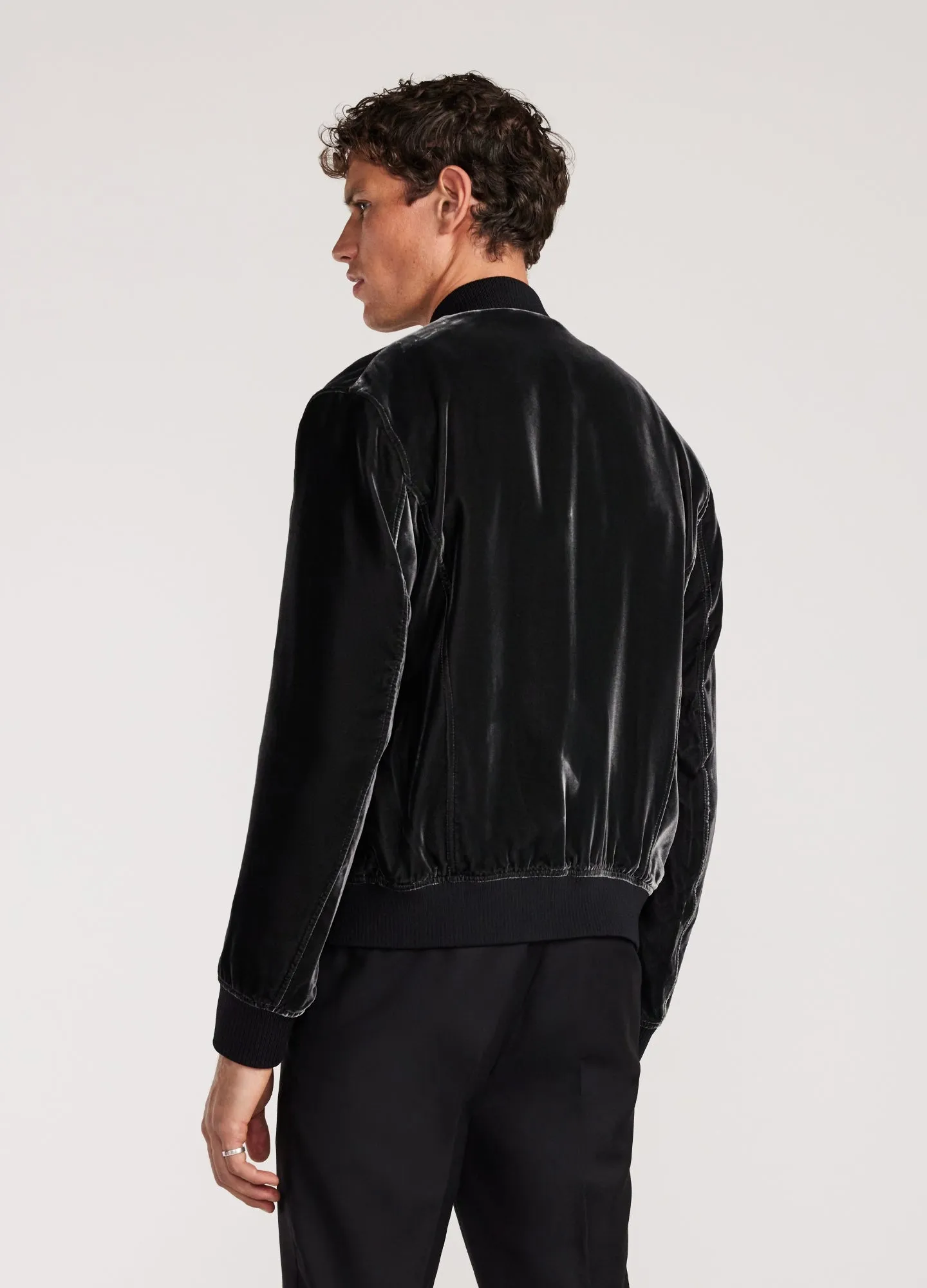 Velvet Bomber Jacket Smoke