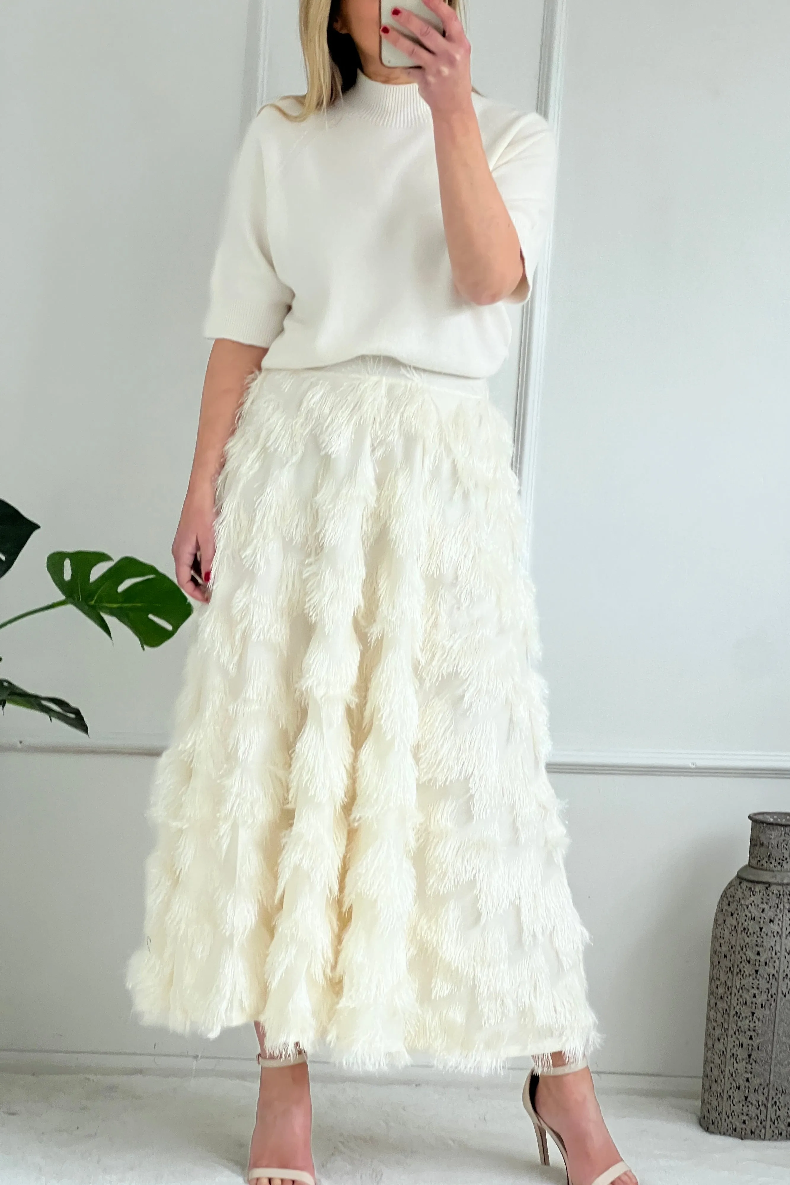 Victoria Eyelash Texture Skirt | Winter White