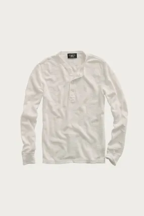 Waffle-Knit Henley Shirt - White