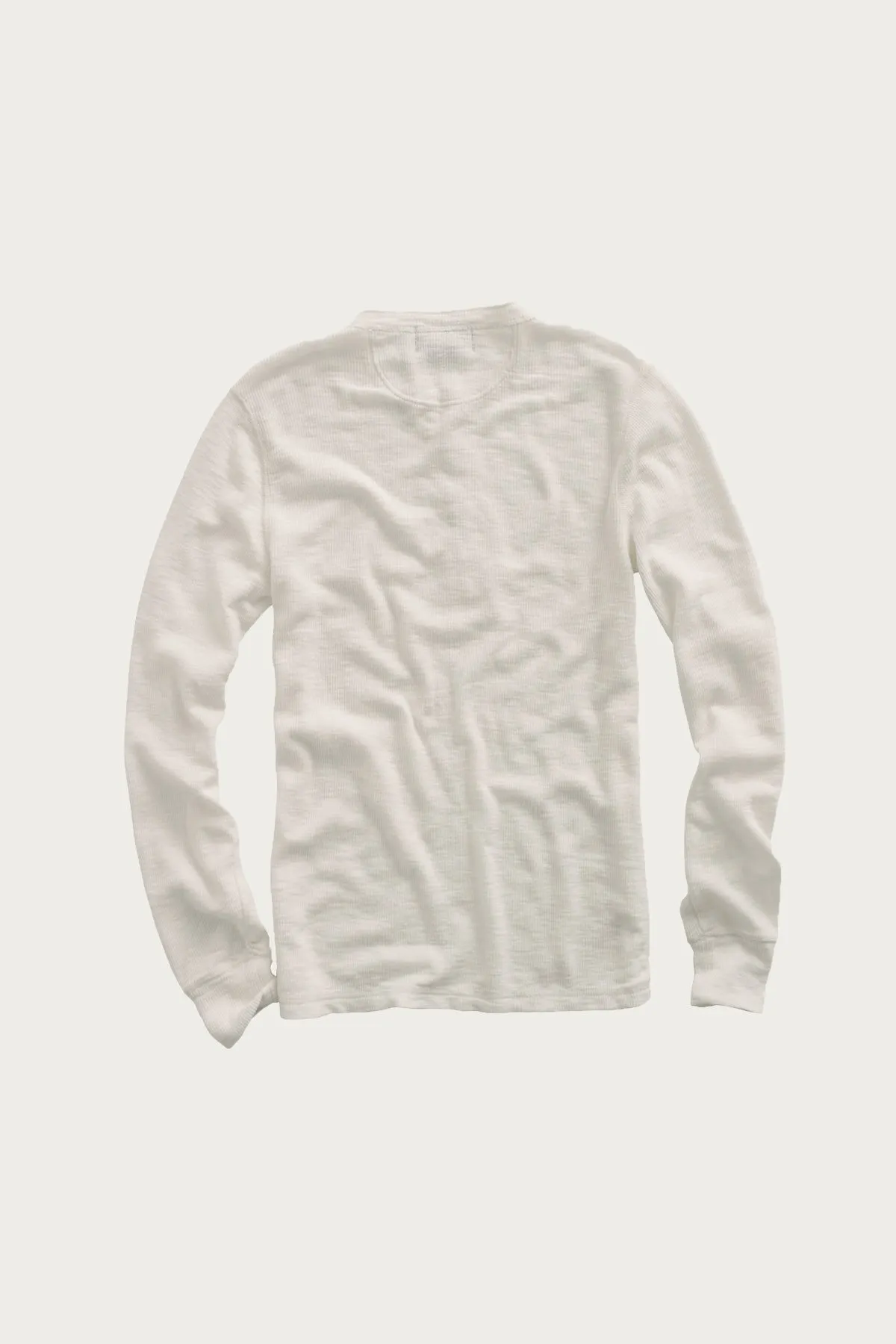 Waffle-Knit Henley Shirt - White