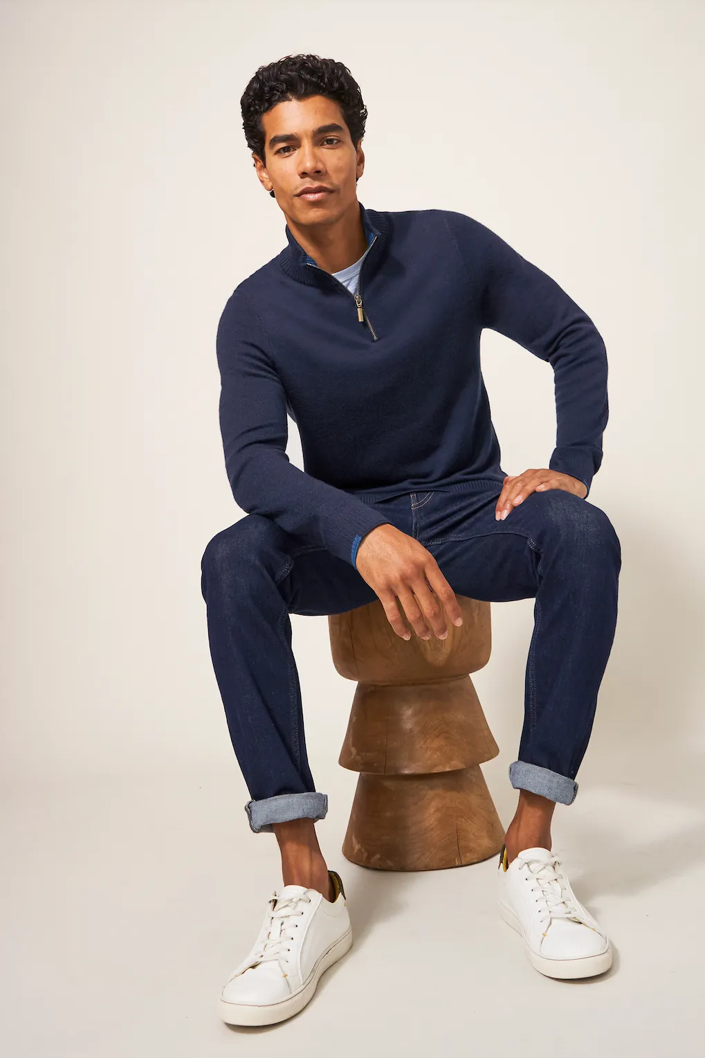 White Stuff Newport Merino Jumper in Dark Navy