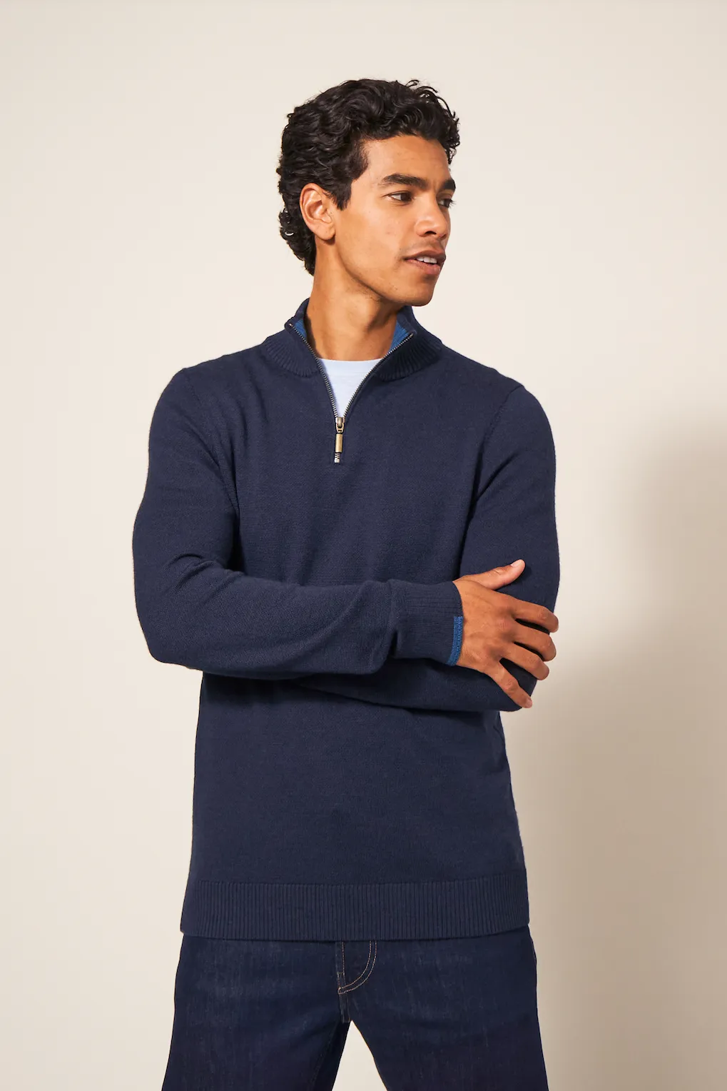 White Stuff Newport Merino Jumper in Dark Navy