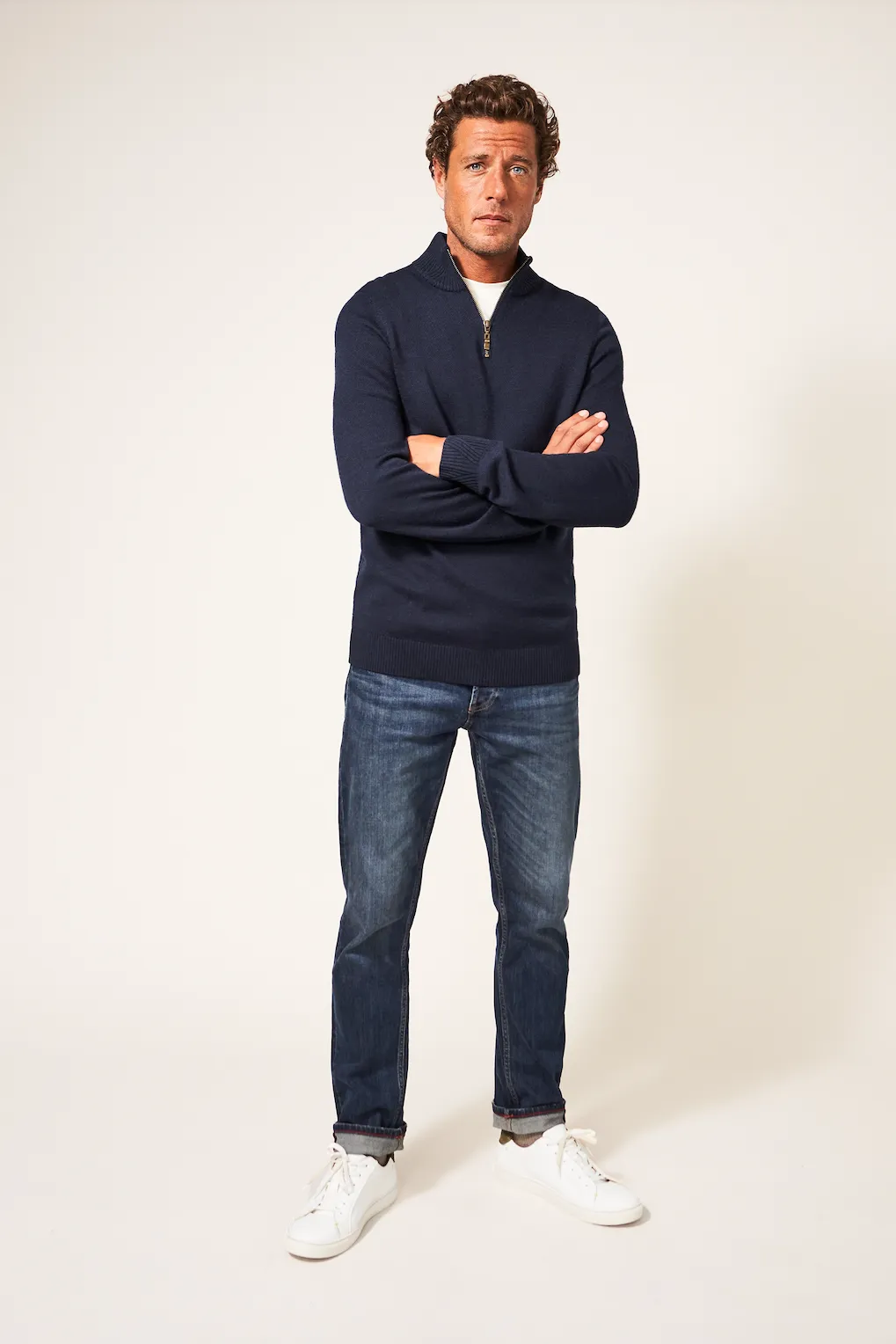 White Stuff Newport Merino Jumper in Dark Navy