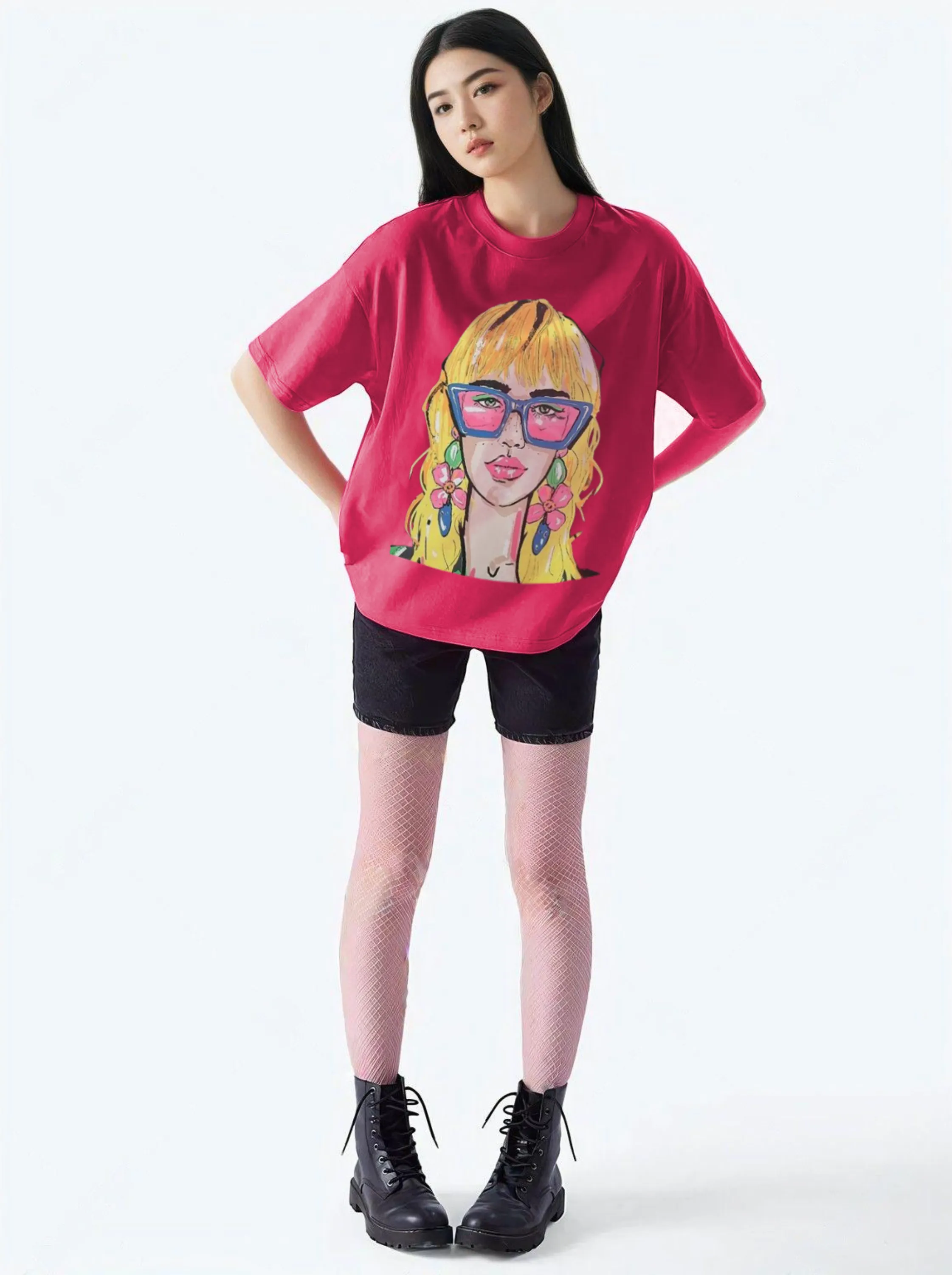 Women Oversized Hot Pink T-shirt - Dream women