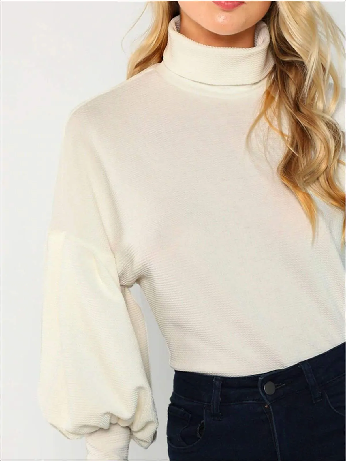 Women's Fall Puffy Sleeve Turtleneck Sweater