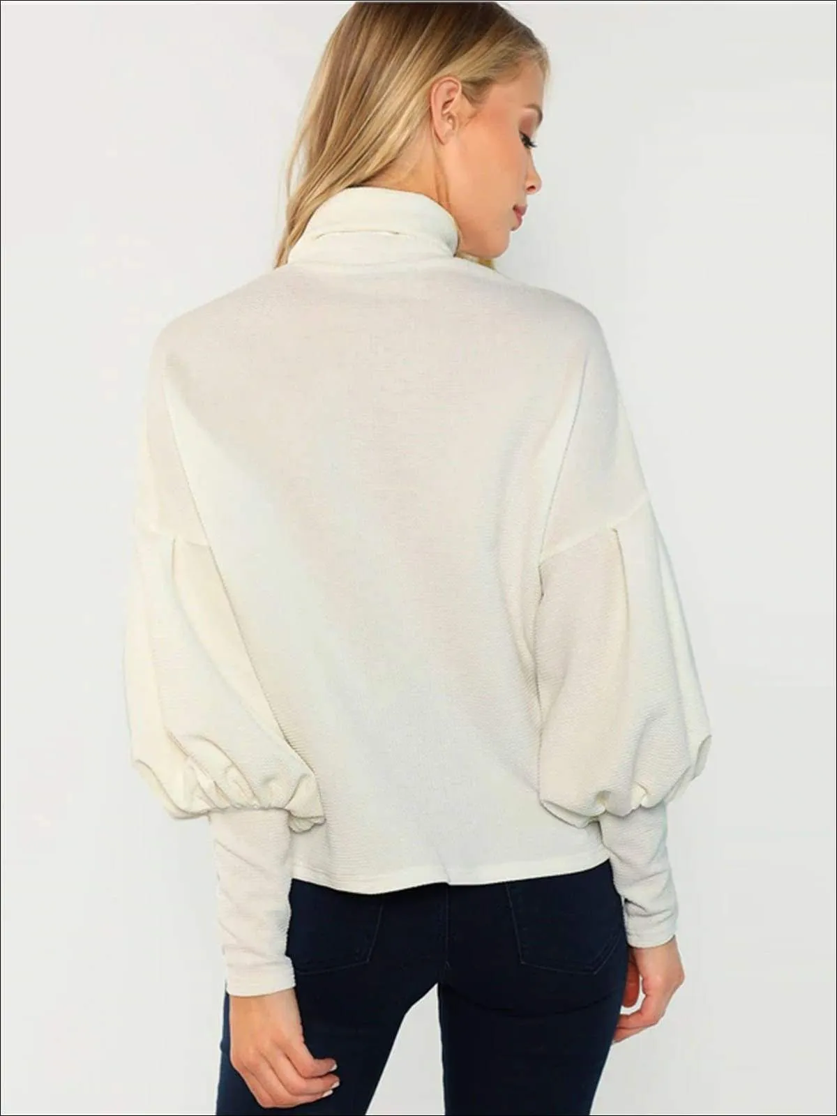 Women's Fall Puffy Sleeve Turtleneck Sweater