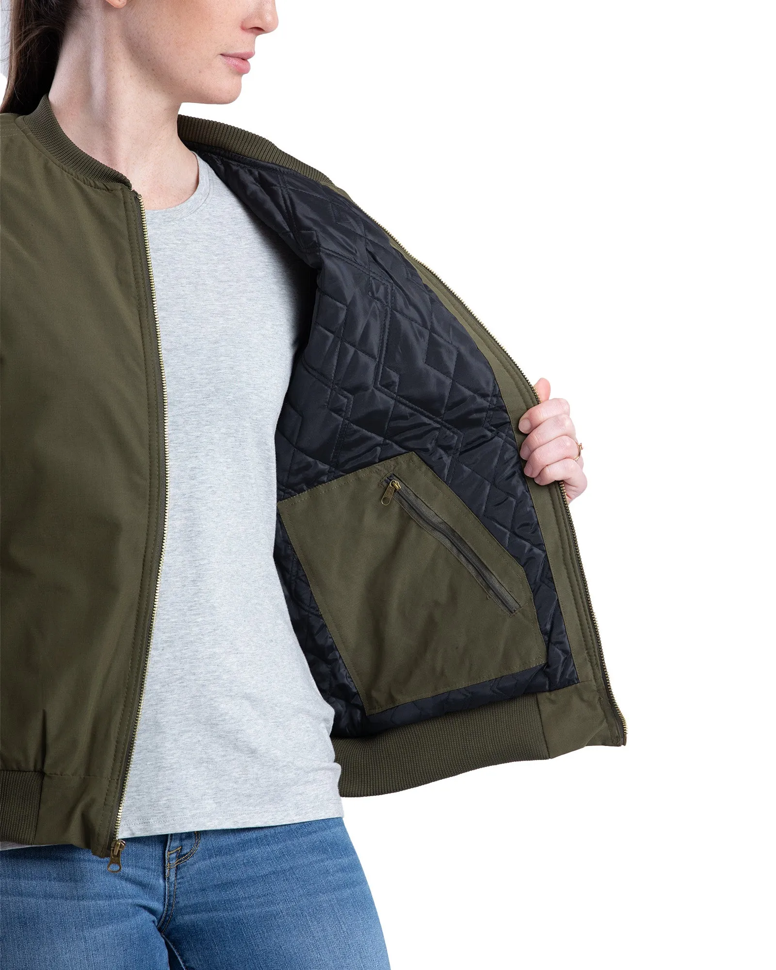 Women's Green Aviator Bomber Jacket