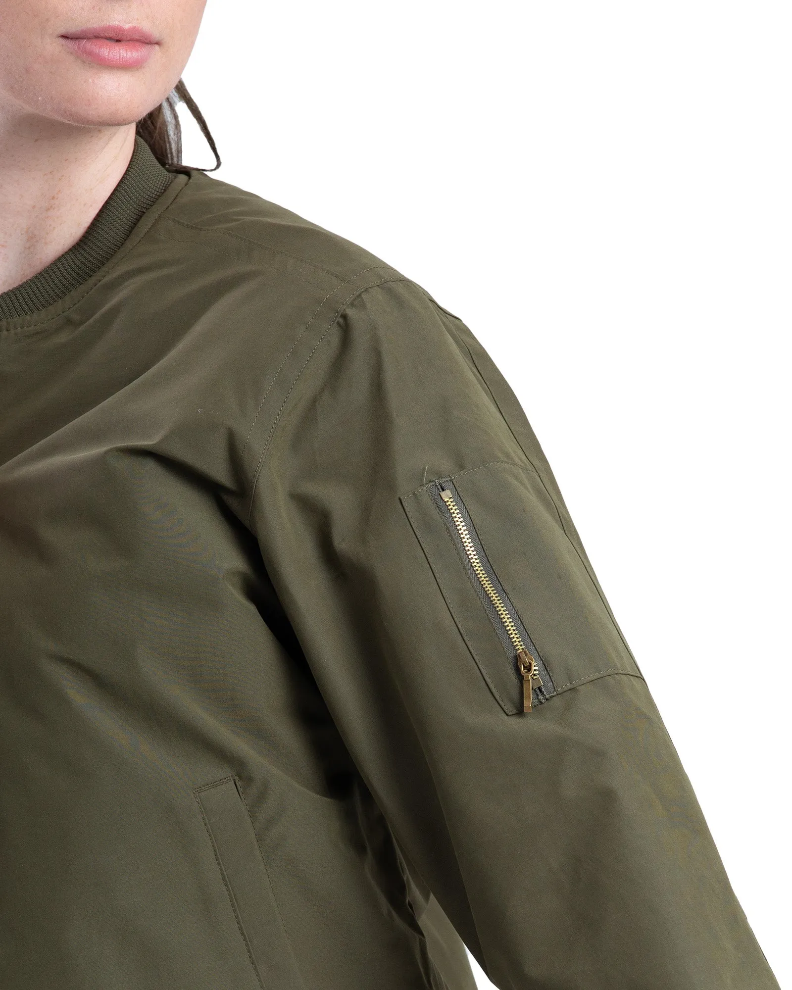 Women's Green Aviator Bomber Jacket