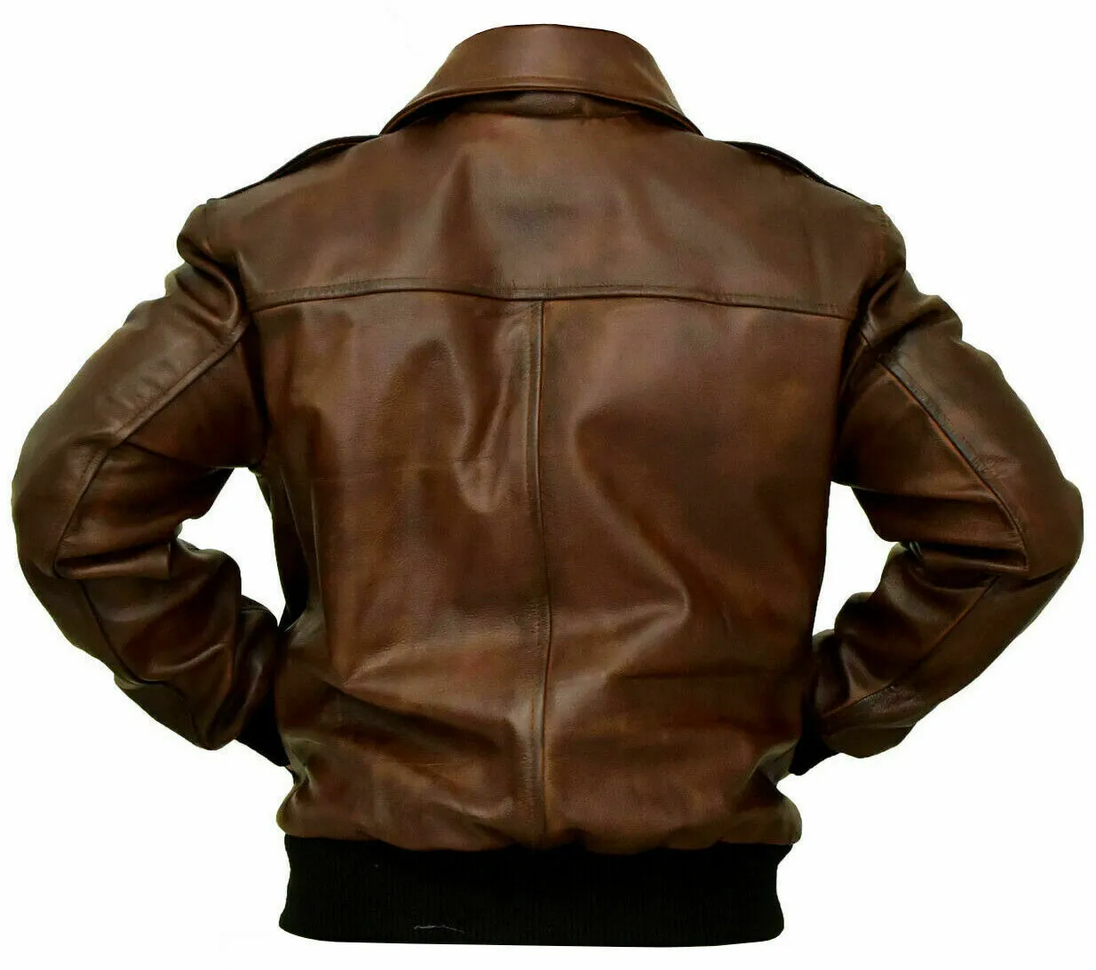 Wynara Distressed Brown Bomber Leather Jacket