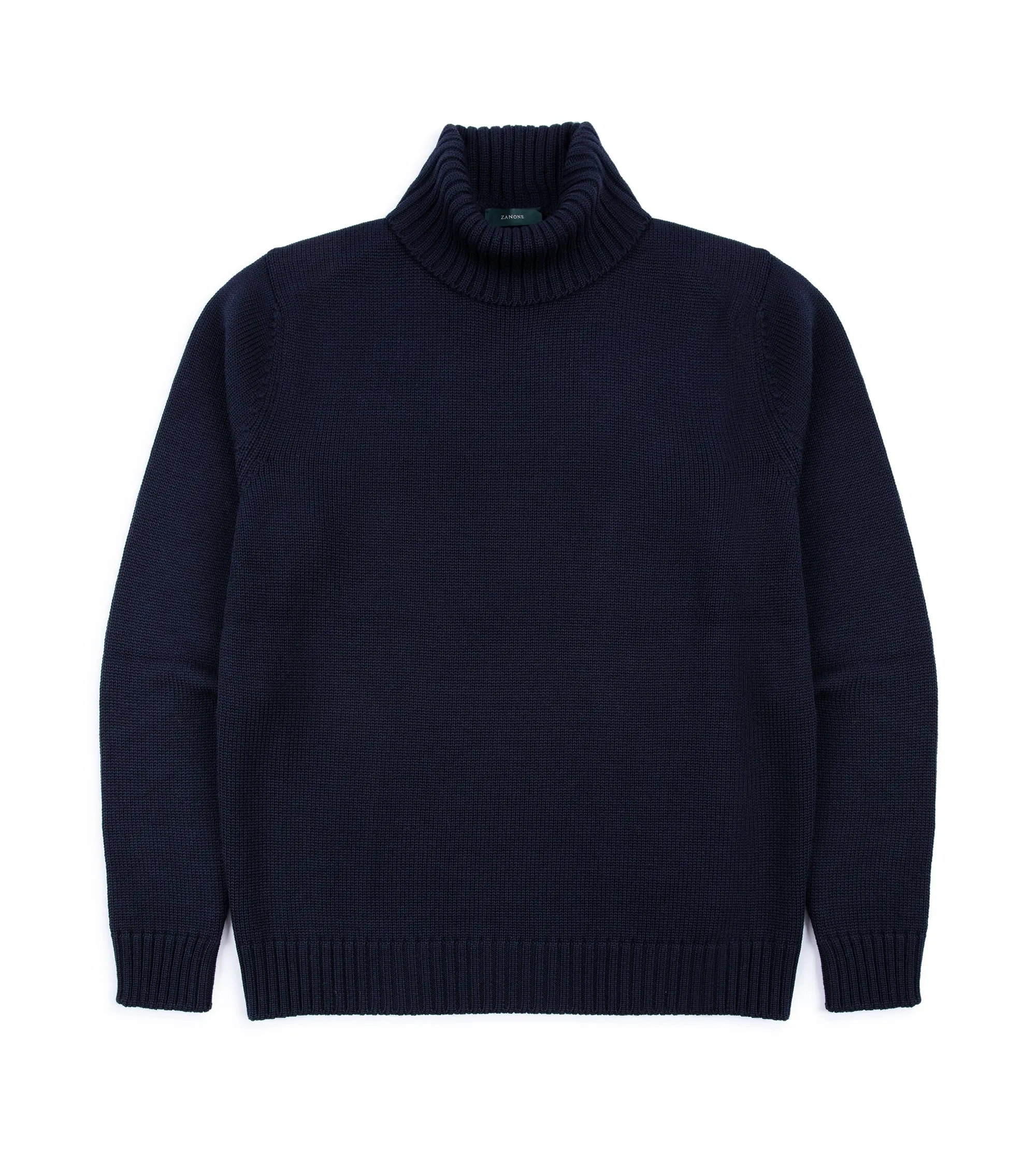 Zanone 5 Gauge Merino Roll Neck Sweater: Navy